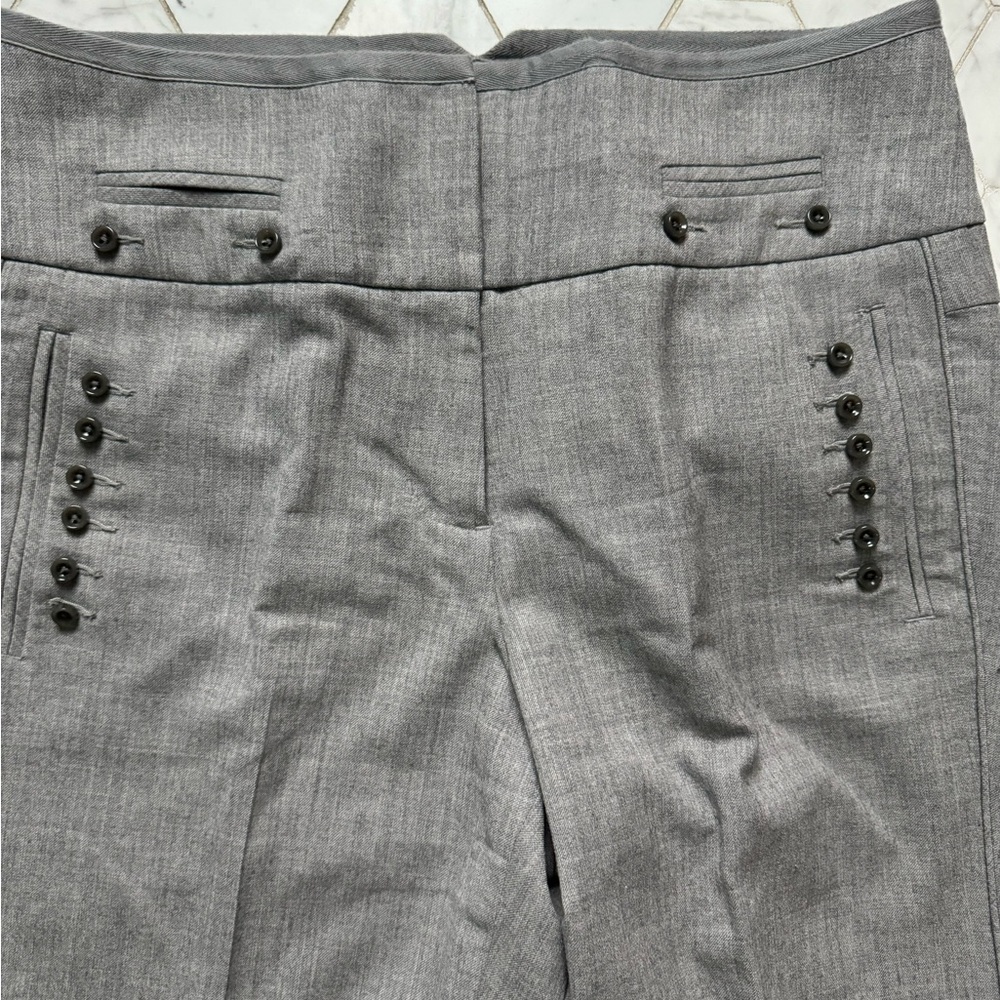 Anthropologie Gray Button-Detail Trousers